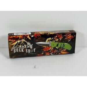 Buck Shot Tactical 5 1/4" Folding Lockback Thumb Stud SS Blade W/Green Handle